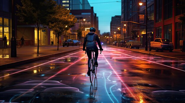 Foto carriles para bicicletas holográficos