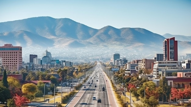 carriles de carretera con el fondo de las montañas