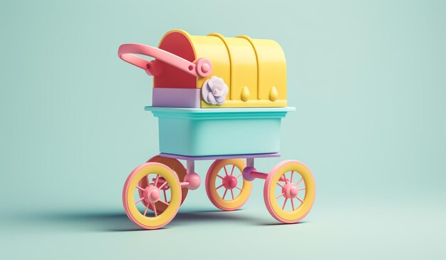 Foto carrinho de bebê de brinquedo em cores suaves material educativo plastificado para crianças brincarem com ai g