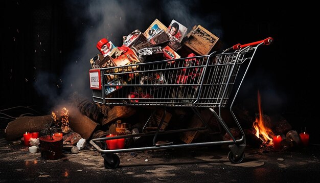 Foto carrinho de compras cheio na black friday ar 74