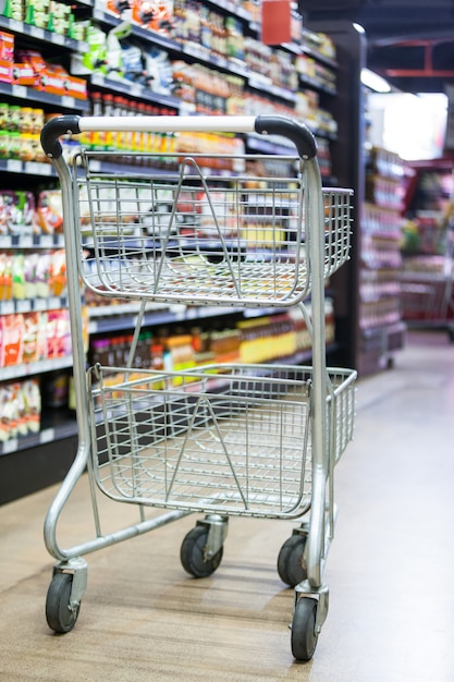 Carrinho de compras vazio na seção de compras