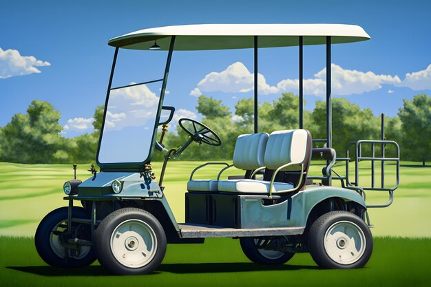 Carrinho de golfe ou carro no campo de golfe Arte gerada pela rede neural