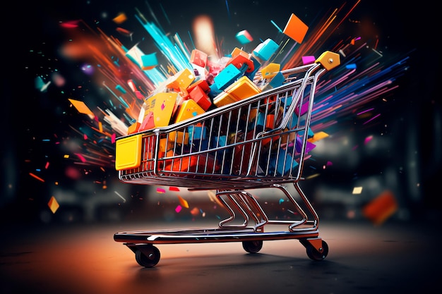 Carrinho do supermercado O conceito de compras online AI gerado