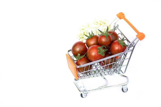 Foto carrito de comida con verduras