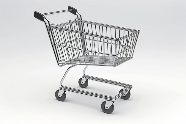 Carrito de compras 3D en fondo blanco