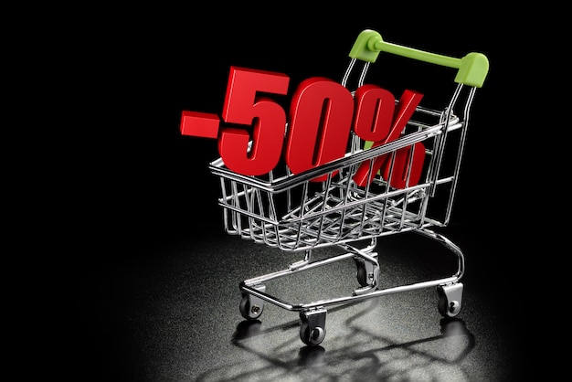 Carrito de compras con 50% de porcentaje