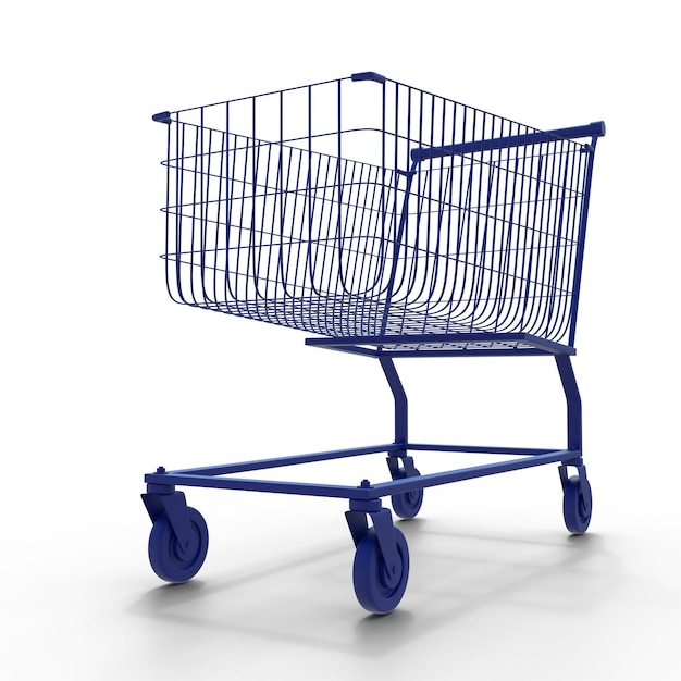 El carrito de compras azul vacío