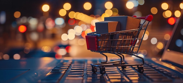 Foto un carrito de compras con cajas en él ia generativa