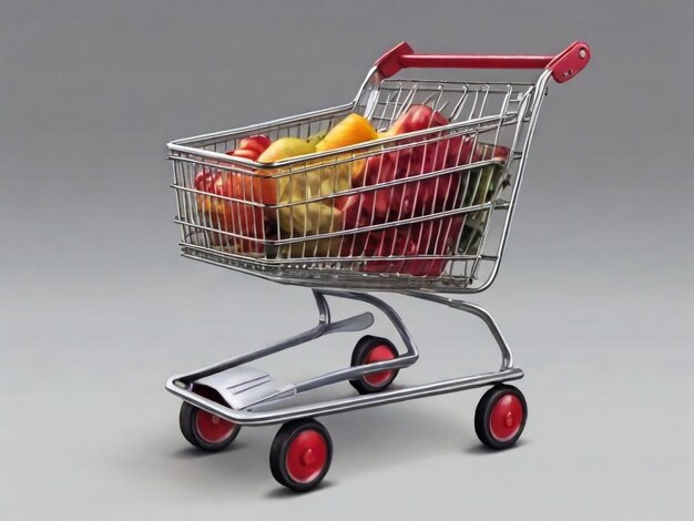 Foto un carrito de compras con un carrito con frutas y verduras en él