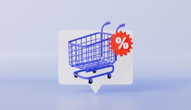 Carrito de compras con etiquetas de precios para compras en línea bolsa de compras para comprar descuento de venta