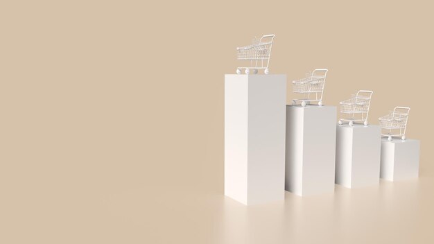 El carrito de compras y el gráfico para el concepto de negocio 3D