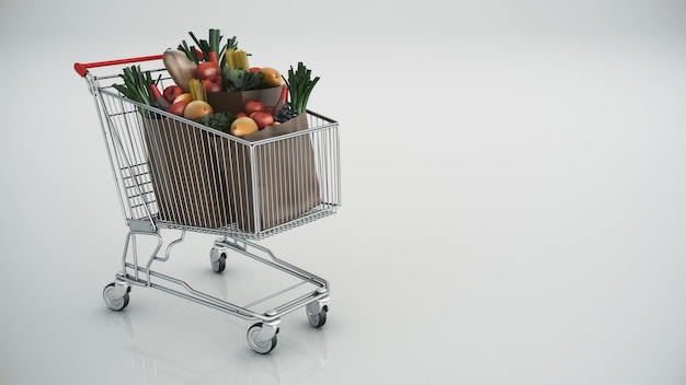 Carrito de compras lleno de productos