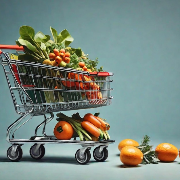 un carrito de compras con un montón de globos en él