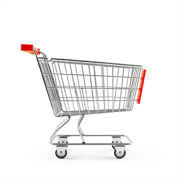 un carrito de compras con ruedas en un fondo blanco