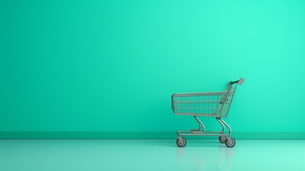 Foto el carrito de compras del supermercado color puro fondo limpio