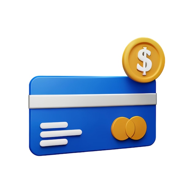 Carrito de crédito 3d y icono de dólar fondo blanco