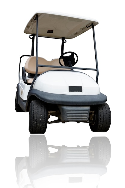 Carrito de golf contra un fondo blanco