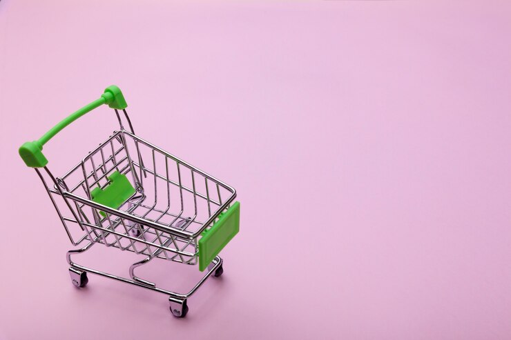 Foto carrito de supermercado de compras vacío
