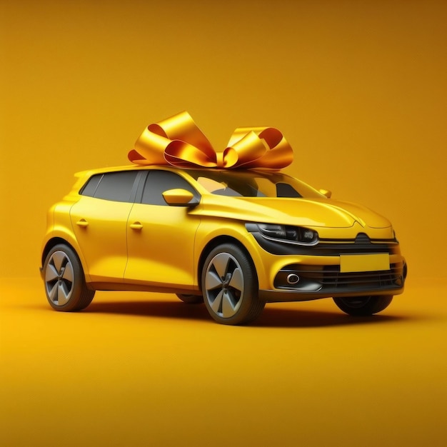 Carro amarelo com arco nele Generative AI