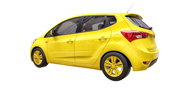Foto carro amarelo da cidade com superfície em branco para seu design criativo. renderização 3d.