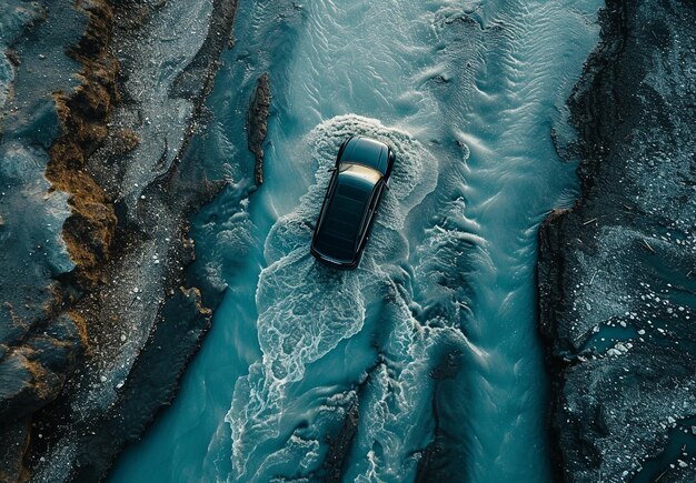 Foto carro ao lado do rio