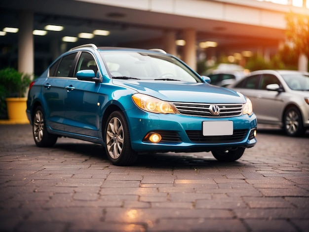 Carro azul com fundo arquivado em casa