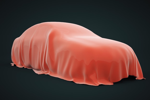 Carro coberto com véu vermelho