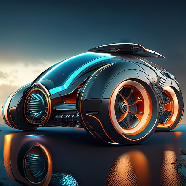 Foto carro com conceito de design super futurista inteligência artificial gerativa
