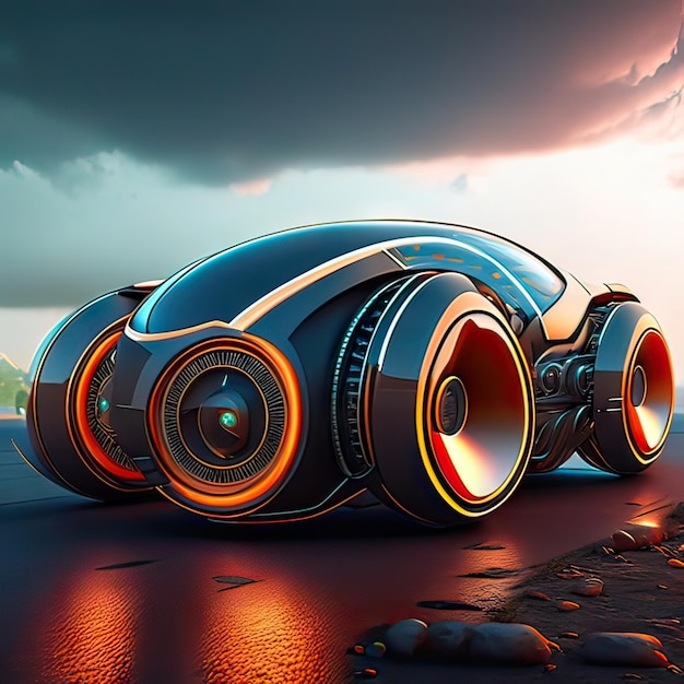 Foto carro com conceito de design super futurista inteligência artificial gerativa