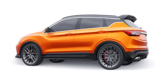 Carro compacto esportivo laranja SUV 3d render ilustração