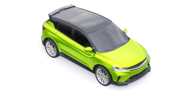 Carro compacto esportivo verde SUV 3d render ilustração