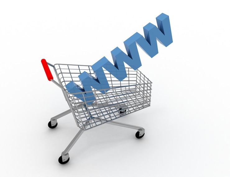 Foto carro de la compra de internet 3d