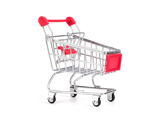 Carro de compras aislado sobre fondo blanco adecuado para marketing y publicidad de productos de compras