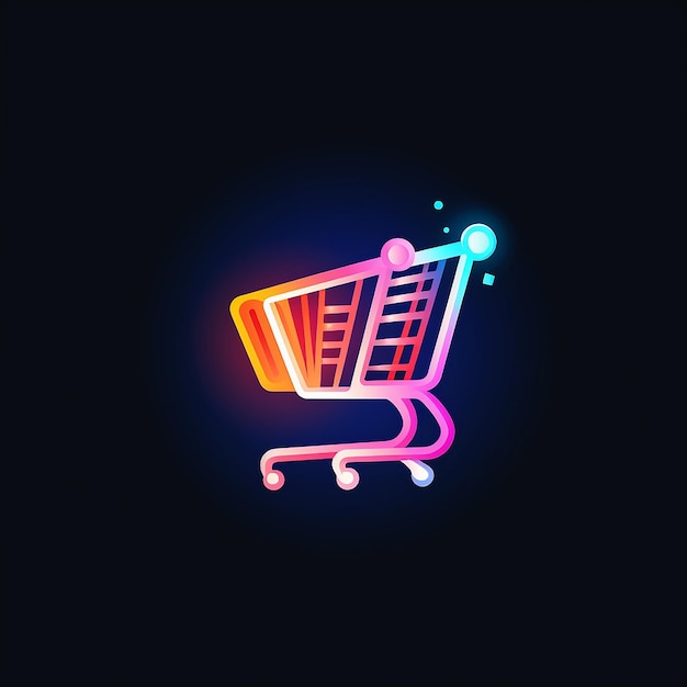 un carro de compras con un letrero de neón que dice carro de compras