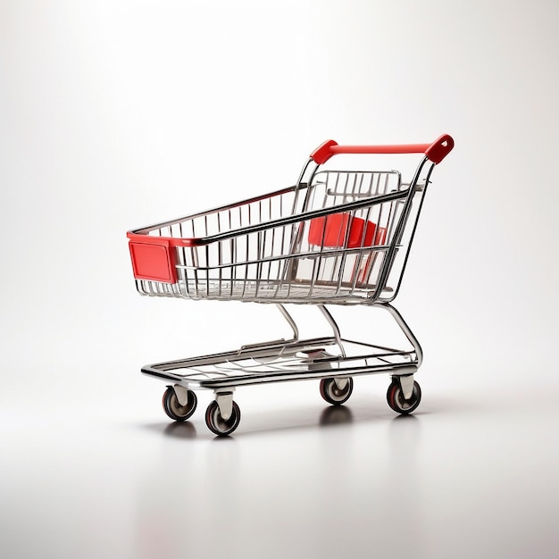 Foto un carro de compras moderno aislado con fondo blanco