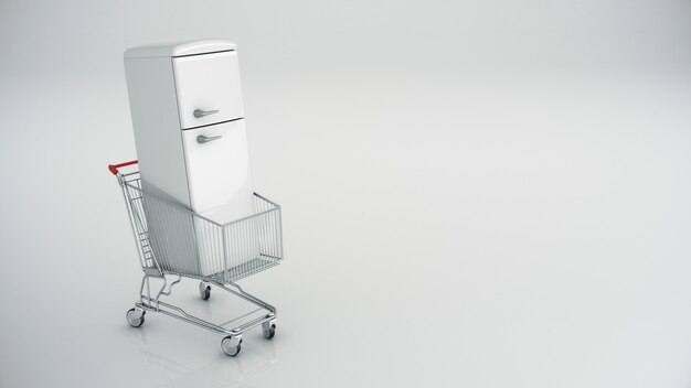 carro de compras con refrigerador