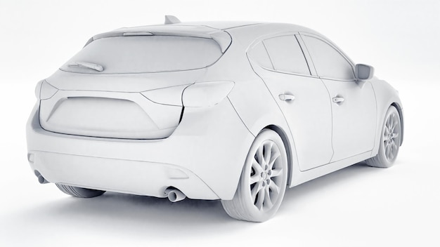 Carro Cty com superfície em branco para seu design criativo. Renderização 3D.