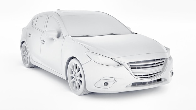 Carro Cty com superfície em branco para seu design criativo. Renderização 3D.