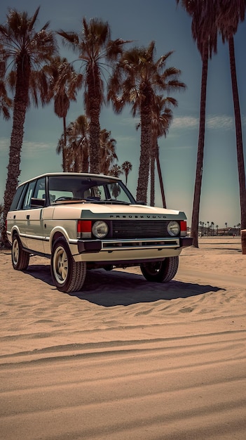 Foto carro cubano na praia.