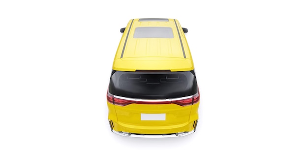 Carro da cidade da família Minivan amarelo Ilustração Premium Business Car 3D