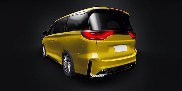 Carro da cidade da família Minivan amarelo Ilustração Premium Business Car 3D