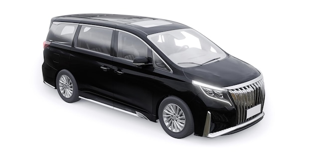 Carro da cidade da família Minivan preta Ilustração Premium Business Car 3D