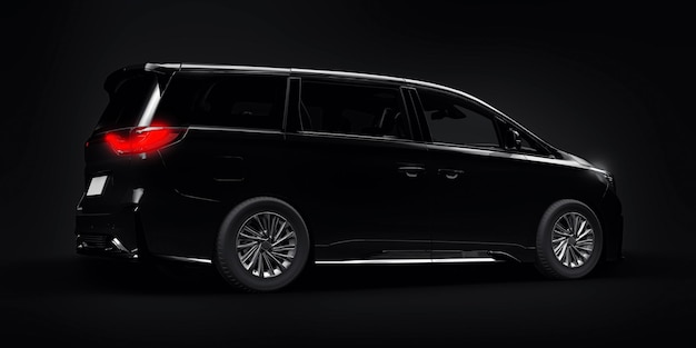 Carro da cidade da família Minivan preta Ilustração Premium Business Car 3D