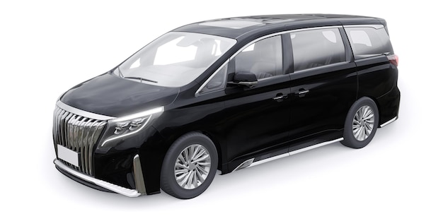 Carro da cidade da família Minivan preta Ilustração Premium Business Car 3D