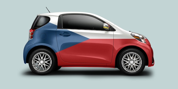 Carro da República Tcheca com Bandeira Tcheca