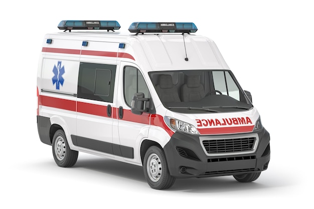 carro de ambulância isolado no branco