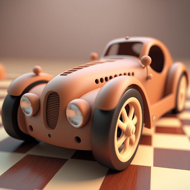 carro de brinquedo de madeira renderização em 3d fundo de imagens de ilustração de papel de parede