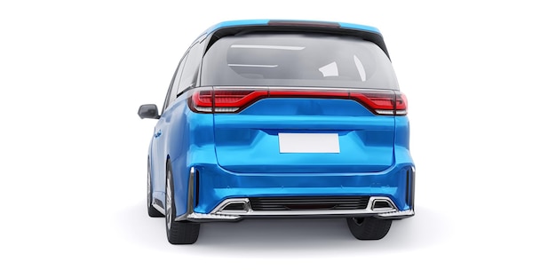 Carro de cidade da família Minivan azul Ilustração Premium Business Car 3D