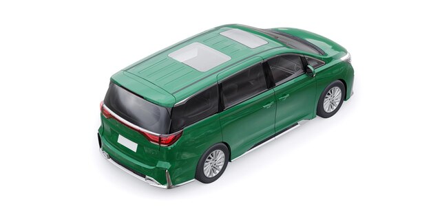 Carro de cidade da família Minivan verde Ilustração Premium Business Car 3D