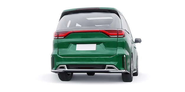 Carro de cidade da família Minivan verde Ilustração Premium Business Car 3D